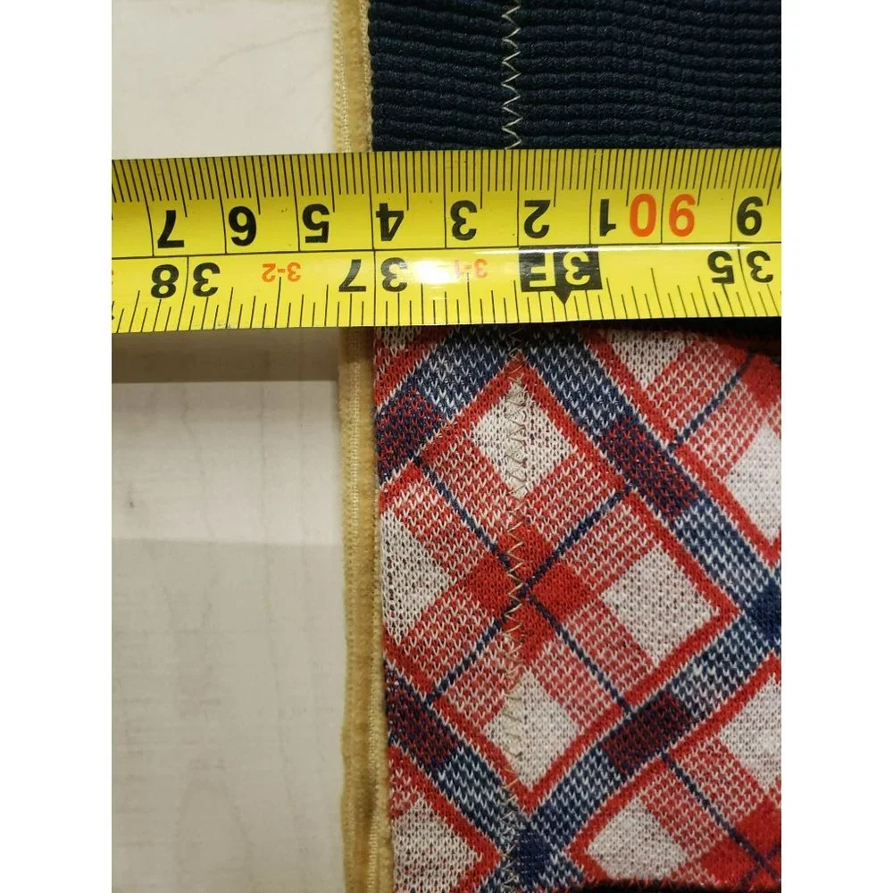 Vtg Lightweight Patchwork Quilt Machine Sewn Double Knit Corduroy 37